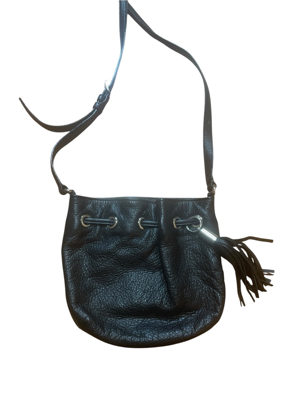 Michael Kors Black Pebbled Leather Crossbody with Tassel